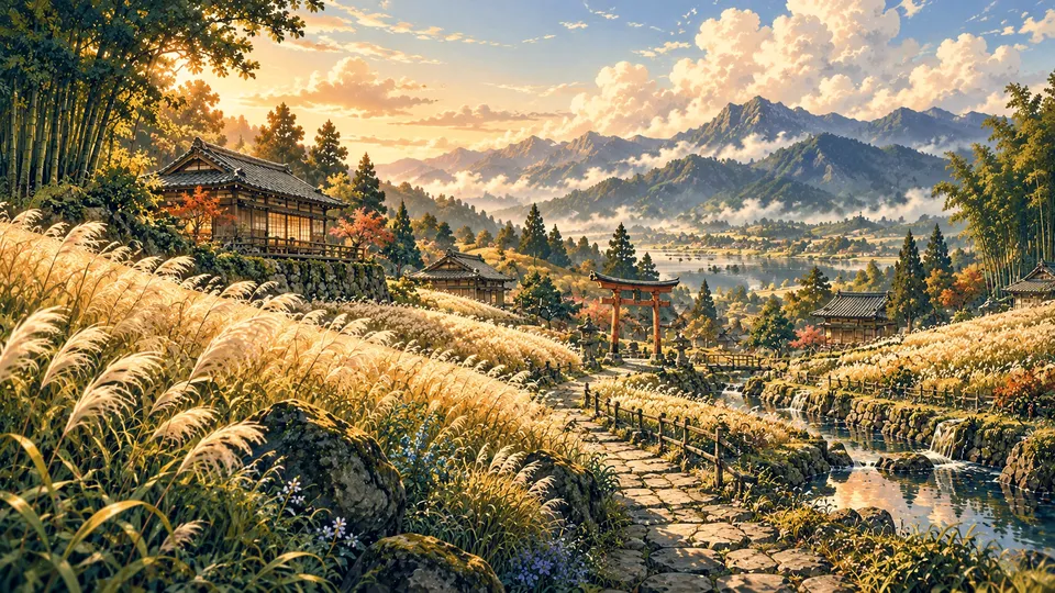 芒草原插画